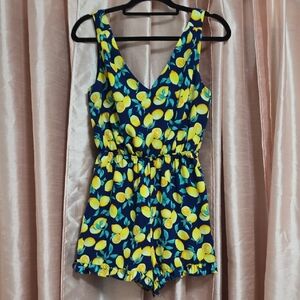 Blue Rain Lemon Print Bodysuit